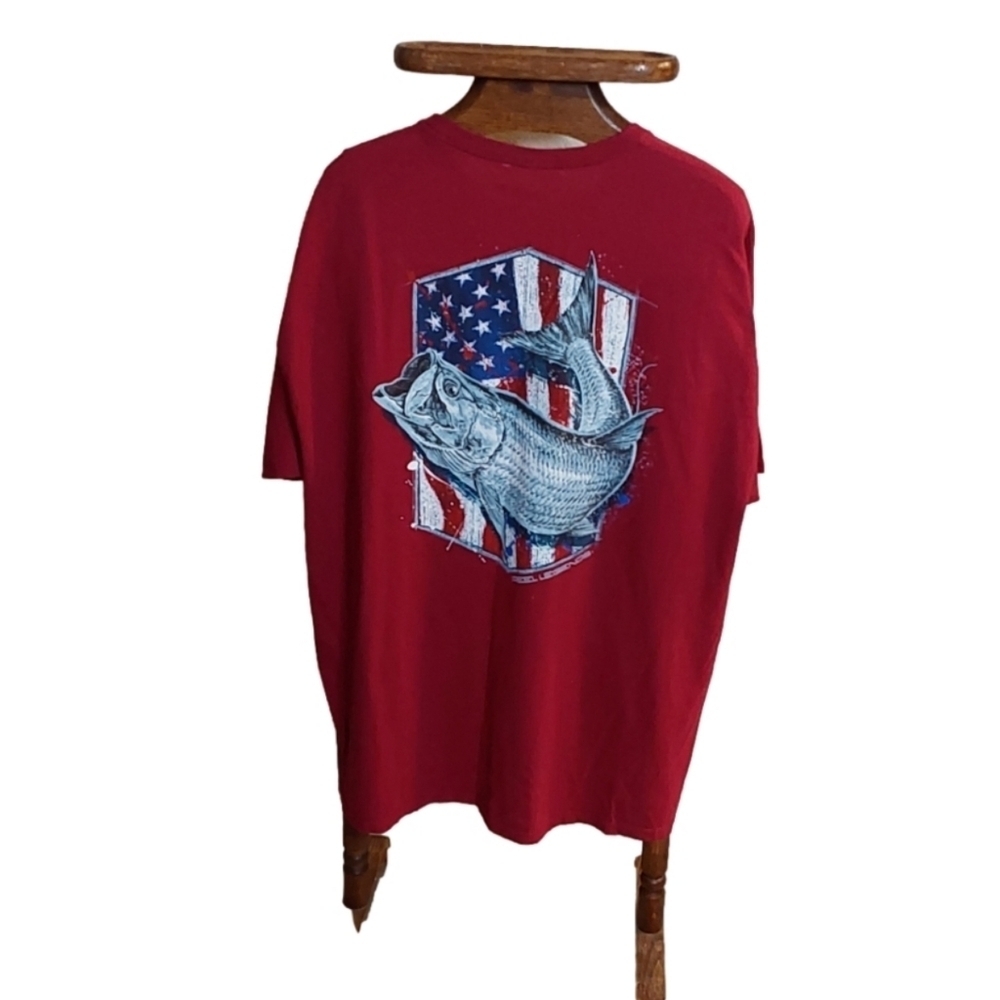 REEL LEGENDS RED FISHING T SHIRT - Picture 2 of 9